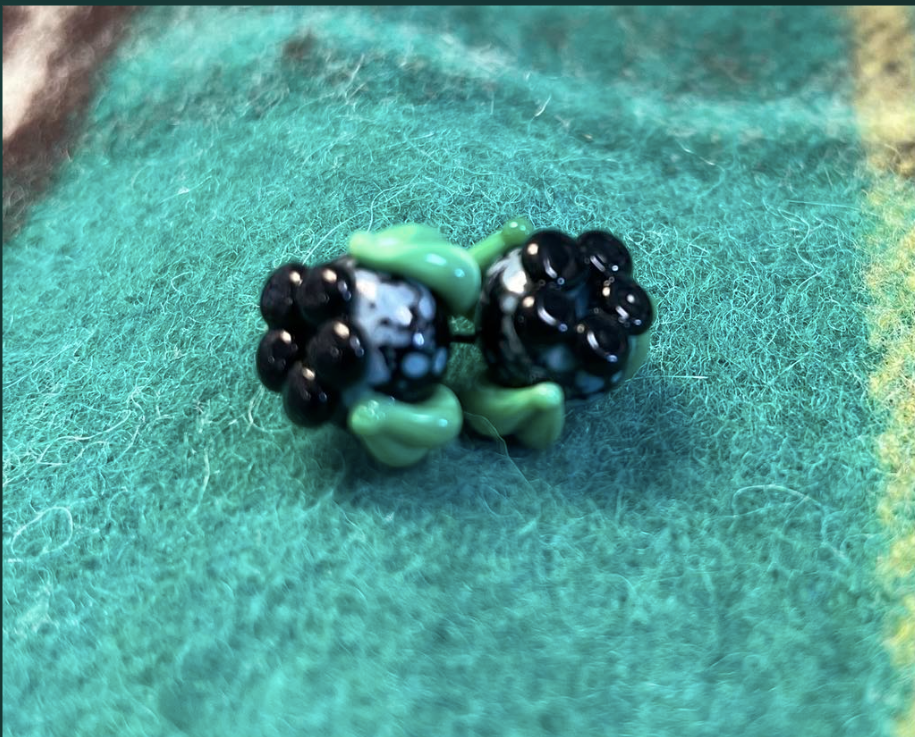 Blown Glass Blueberry Studs